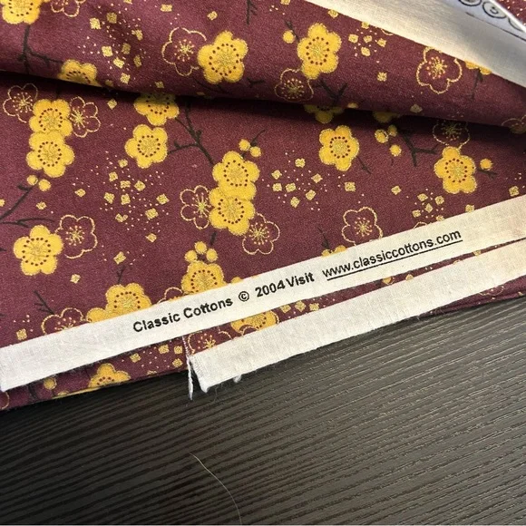 Vintage Floral Fabric Brown w/Gold, 2 yards - Picture 3 of 4